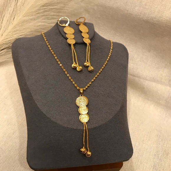 New-Lira Jewelry,Coin Jewelry Set, 24k Dubai Gold Plated Jewelry, Muslim Jewelry - Picture 2 of 6